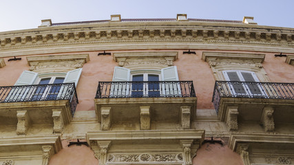 closeup View of a building in Ortygia , Sicily, Italy