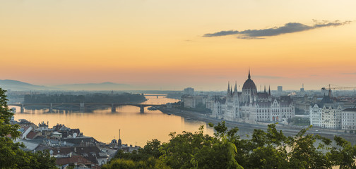 Sunrise over Skyline of Budapest, Hungary 