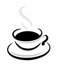 sketch of elegant cup with a hot coffee