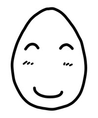 smile egg / cartoon vector and illustration, black and white, hand drawn, sketch style, isolated on white background.