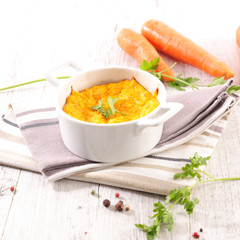 cooking carrot souffle with ingredient
