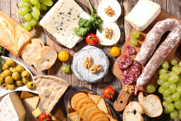 cheese, bread and salami