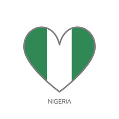 Nigeria flag romance love heart shaped vector icon