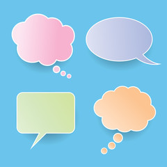 Vector set of stickers of speech bubbles. Blank empty speech bubbles