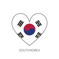 South Korea flag romance love heart shaped vector icon