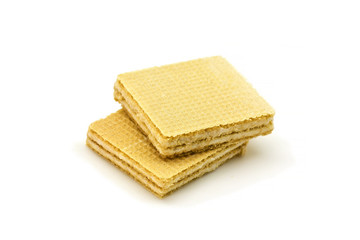 Fresh square waffles bars on white background, isolated