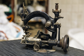 View at vintage upholstery sewing machine