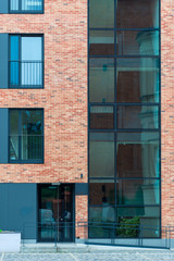 Obraz premium modern brick multistory building in a European city