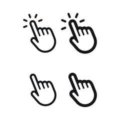 Hand clicking icon, cursor linear vector collection