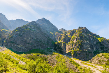 mountain peaks against the blue sky, high Tatras, Poland