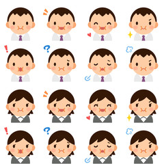 Isolated set of fat young man & woman flat style avatar expressions