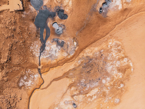 View of small erupting volcanoes