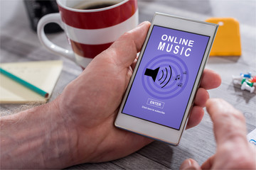 Online music concept on a smartphone