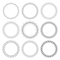 Set of decorative frames with floral elements. Vector illustratoion.