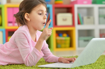 girl using modern laptop