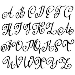 Handdrawn dry brush font. Modern brush lettering. Grunge style alphabet. Vector illustration.