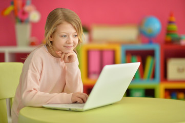 girl using modern laptop
