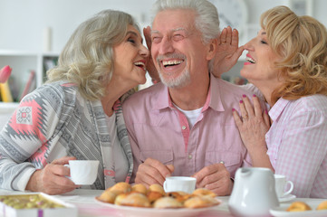 Senior people  drinking tea  