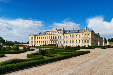 Rundale palace in Latvia. It is made in baroque style. Famous attraction place for tourists.