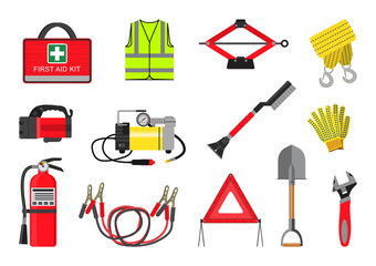 Vector illustration. Set of equipment for the driver.