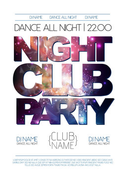 Disco night club poster on open space background