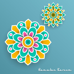 Ramadan Kareem with paper graphic of islamic
