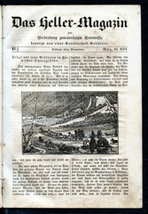 Sled-dog teams at snowstorm (from Das Heller-Magazin, March 13, 1834) - obrazy, fototapety, plakaty
