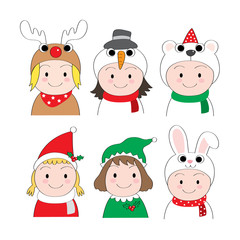 Cartoon cute fashion Christmas kids vector.