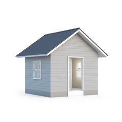 Minimal simple house isolated on a white background with clipping path. House 3d rendering.