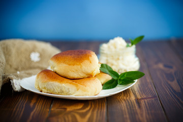 fresh homemade sweet pies with cottage cheese
