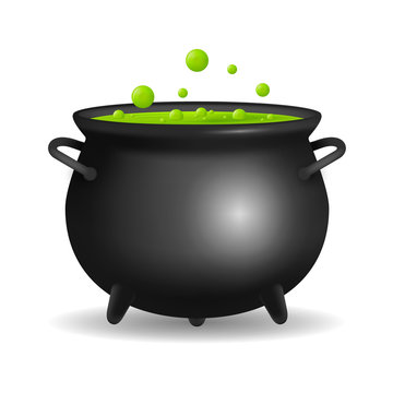 Realistic Detailed 3d Witch Cauldron. Vector