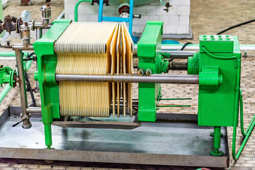 Industrial cartridge filter mechanism at winery
