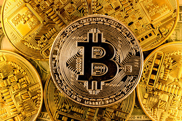Cryptocurrency Golden Bitcoin. Money concept