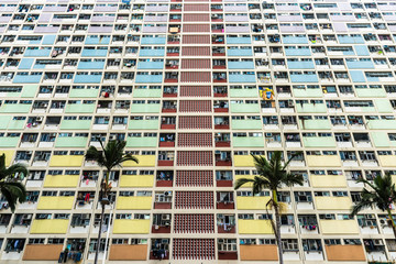 Naklejka premium Overcrowded residential building in Hong Kong