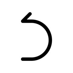 Simple arrow, backward. Linear, thin outline