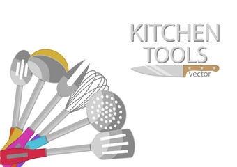 Vector illustration. Concept of kitchen tools.