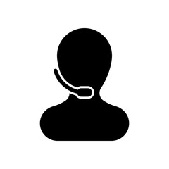 Person with microphone. Call center