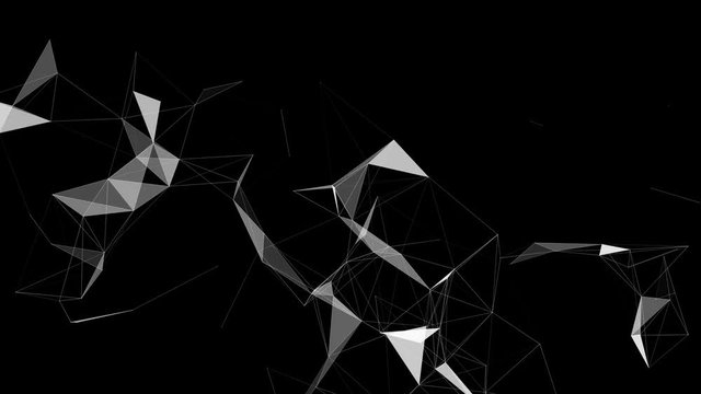 Digital technology motion background. 3D rendered abstract plexus geometry with lines and dots..Computer generated abstract technology background.