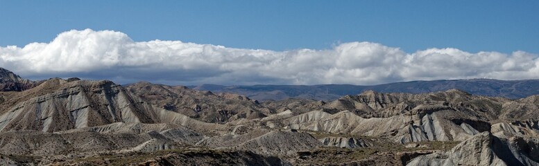 Panoramic view of the Tabernas desert in Spain