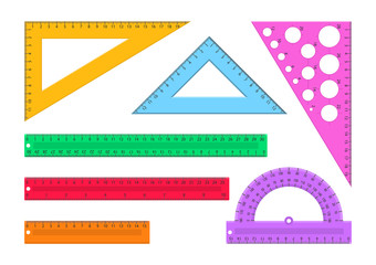 Vector illustration. Set of rulers. Flat style.