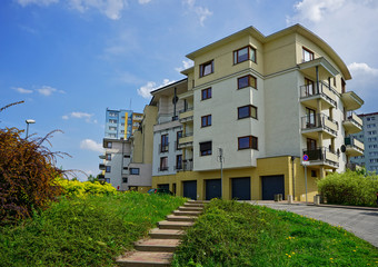  New modern housing estate. Architecture of the city of Lodz, Poland
