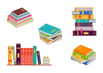 Vector illustration. Set of educational books.