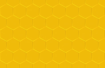 3d rendering. seamless Golden hexagonal wall background.