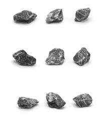 collection of a small rock isolated on white background