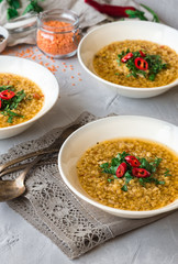 Homemade lentil soup