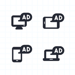 Ads On Devices - Cutout Icons A set of 4 professional, pixel-perfect icons.