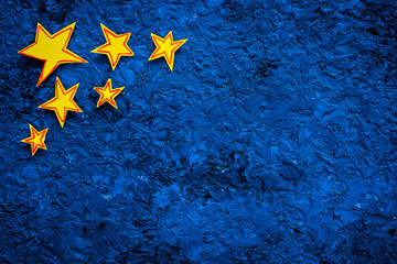Stars frame. Drawn stars on blue background top view space for text