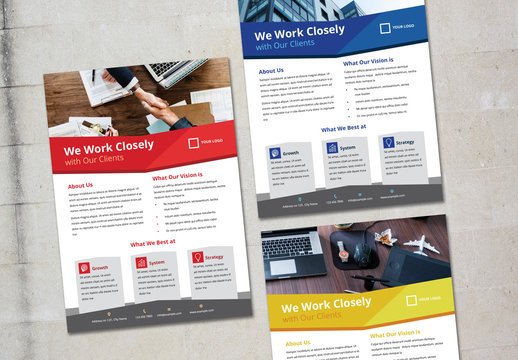 Flyer Layout with Colorful Headers