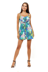 Slim woman on white space 