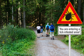 Beware of ticks in infested area with hikers